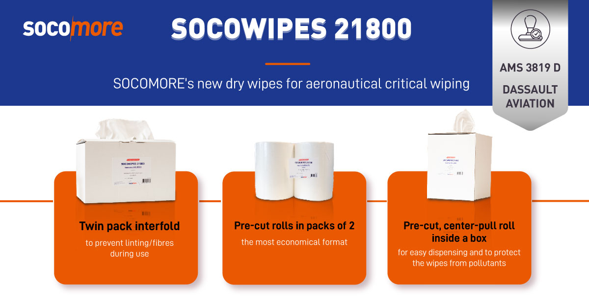 AMS3819D: SOCOMORE’s new dry wipes for aeronautical critical wiping